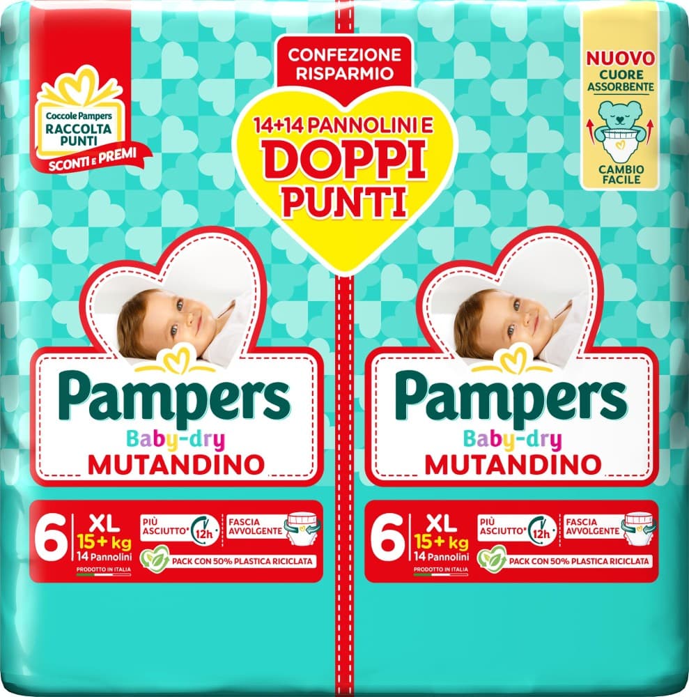 Pampers pannolino/mutandino baby dry assortito, 2 pezzi – Tigota