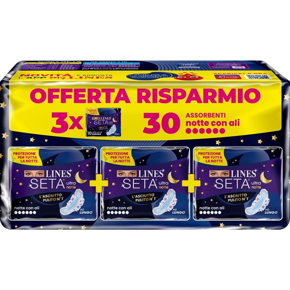 Assorbenti Seta Ultra Lines, con ali 42 pezzi, notte 30 pezzi, lungo 34 pezzi – Panorama