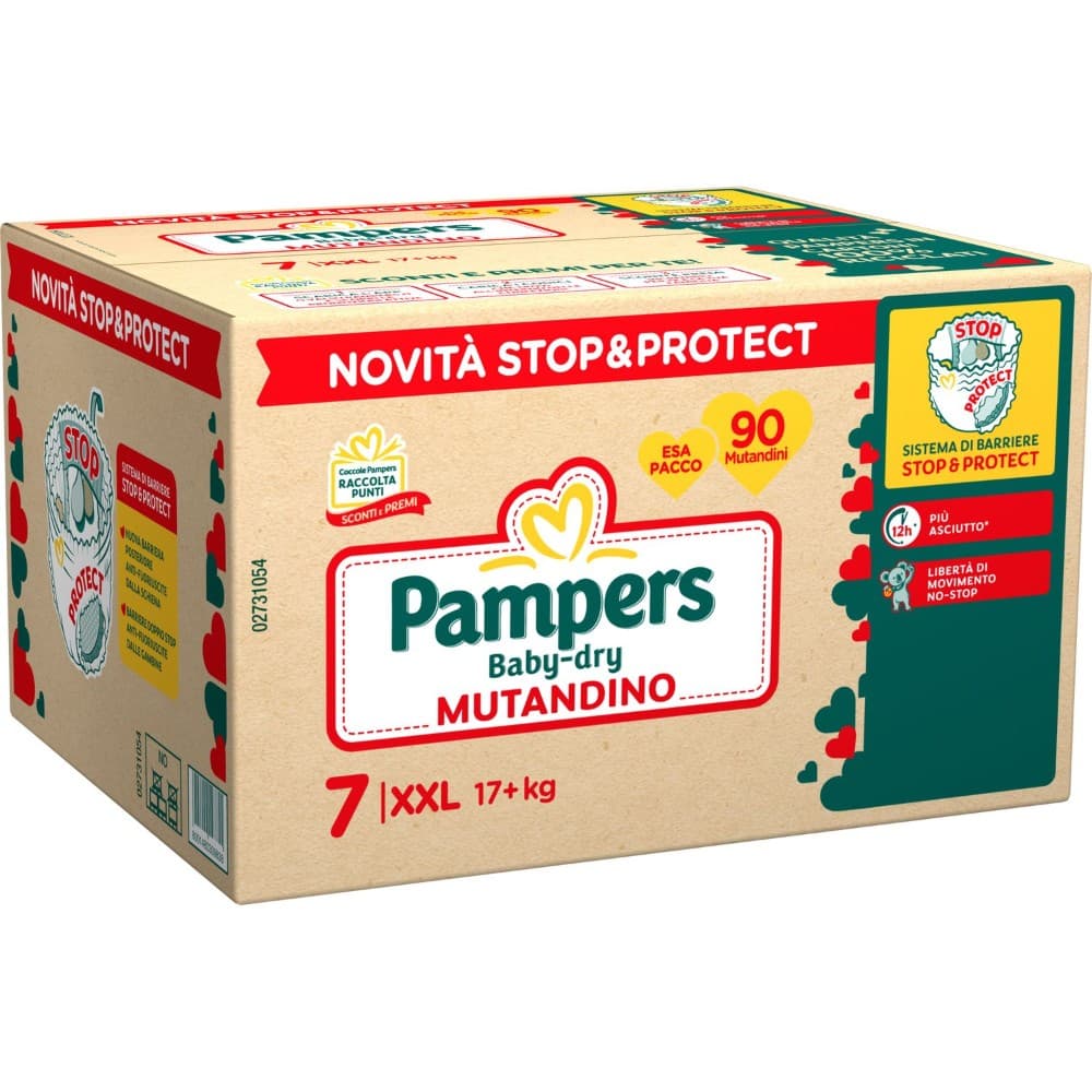 Pannolini Pampers Baby-Dry Esa Pacco apri e chiudi o mutandino, da 102 a 166 pezzi o da 90 a 138 pezzi – Esselunga