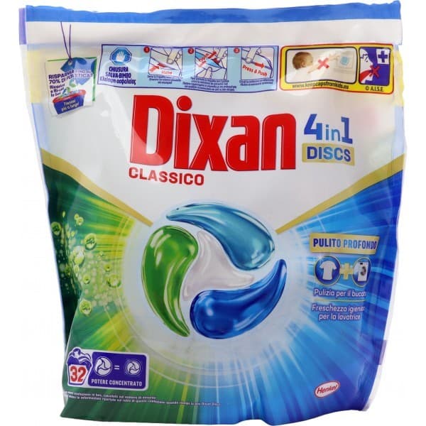 Dixan Discs detersivo per lavatrice 32 o 29 discs o Power Caps 35 caps in offerta da Il Gigante