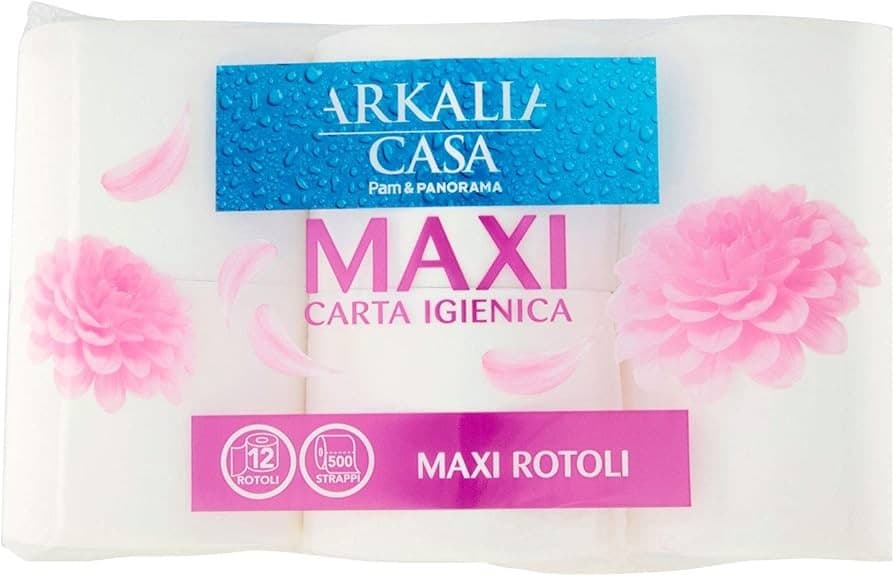 Carta igienica Maxi 12 maxi rotoli, 2 veli Arkalia Casa in offerta da Panorama