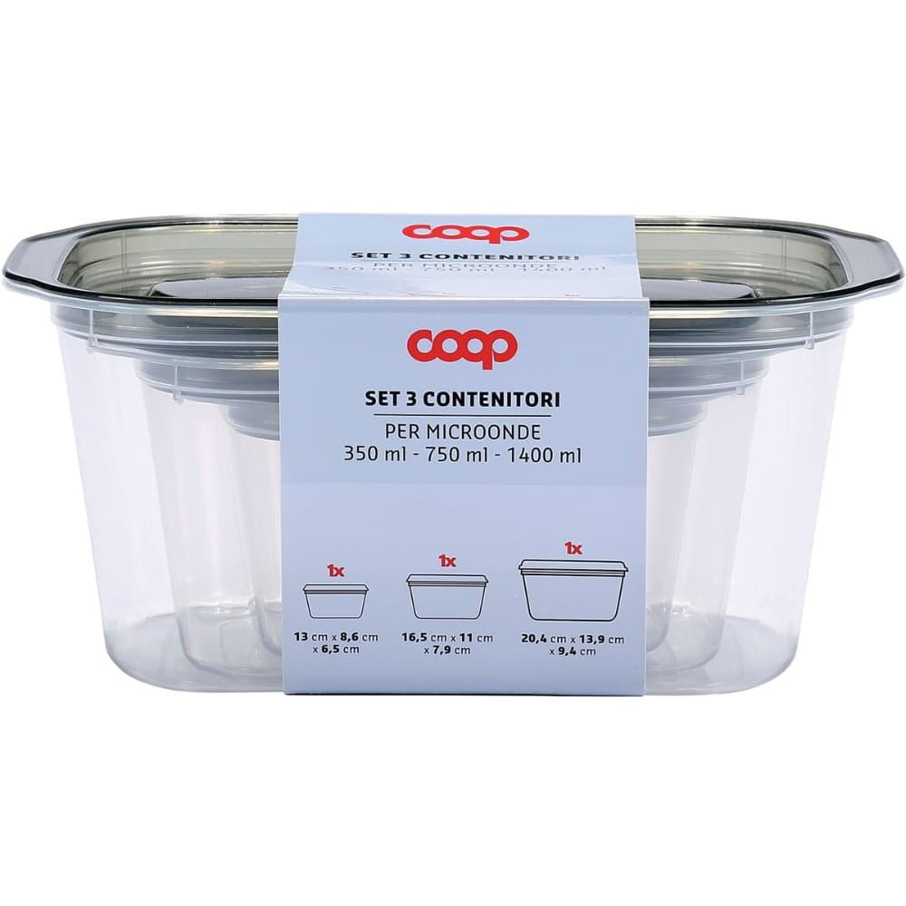 Contenitori rettangolari, set 3 pezzi, 500 ml – Coop