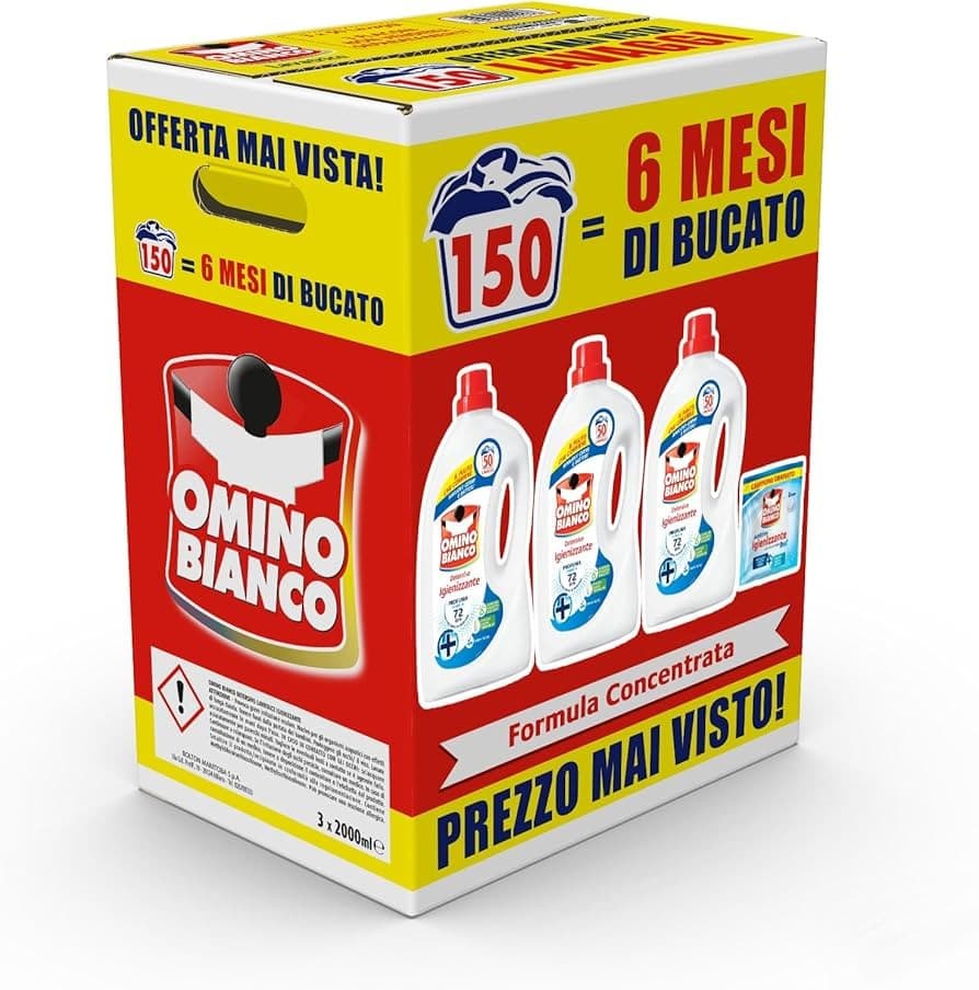 Omino Bianco detersivo liquido per lavatrice 150 lavaggi in offerta da Iper La grande i
