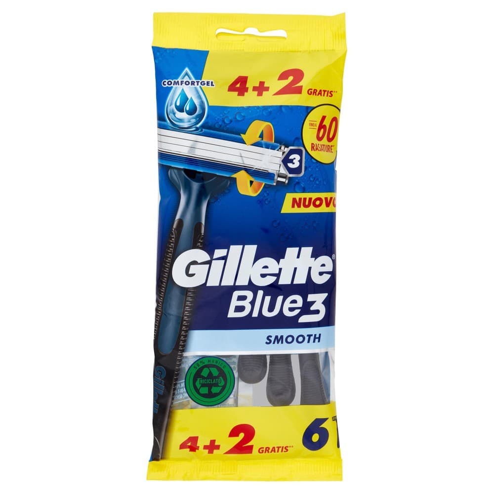 Rasoio uomo Gillette Blue3, 4+2 pezzi – Bennet
