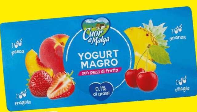 Cuor di Malga yogurt magro con pezzi di frutta, 8 x 125 g – Dpiù
