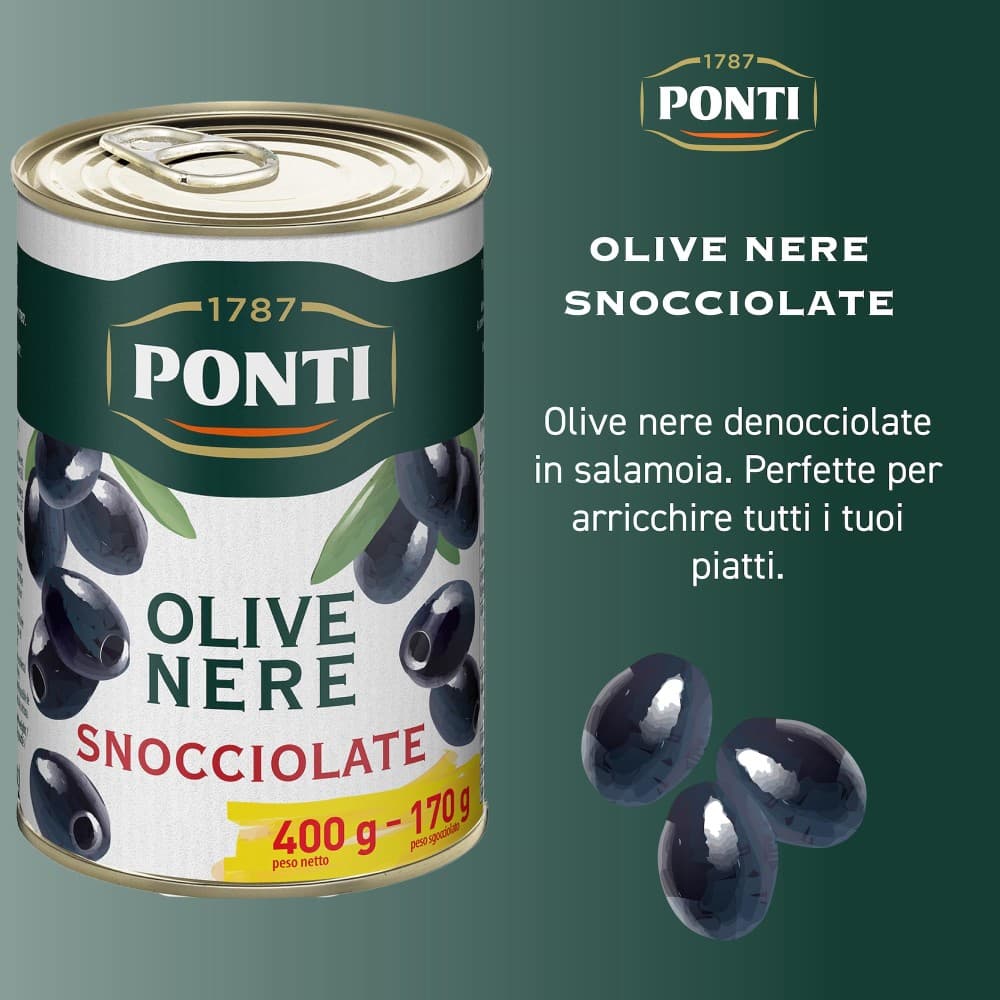 Olive nere Ponti in salamoia, 400 g – Il Gigante