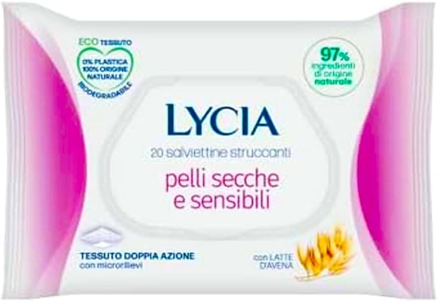 Lycia salviettine struccanti per pelli sensibili, 20 pezzi – Dm