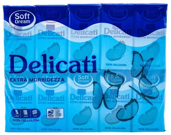Fazzoletti Delicati 4 veli, 30 pacchetti, 10 pz Soft Dream in offerta da Eurospin