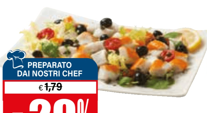 Preparato dai nostri chef insalata di surimi alla greca in offerta da Il Gigante