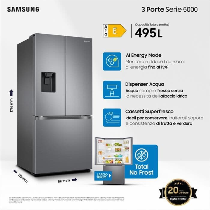 Samsung Frigorifero 3 Porte Serie 5000 RF50C530ES9 – MediaWorld