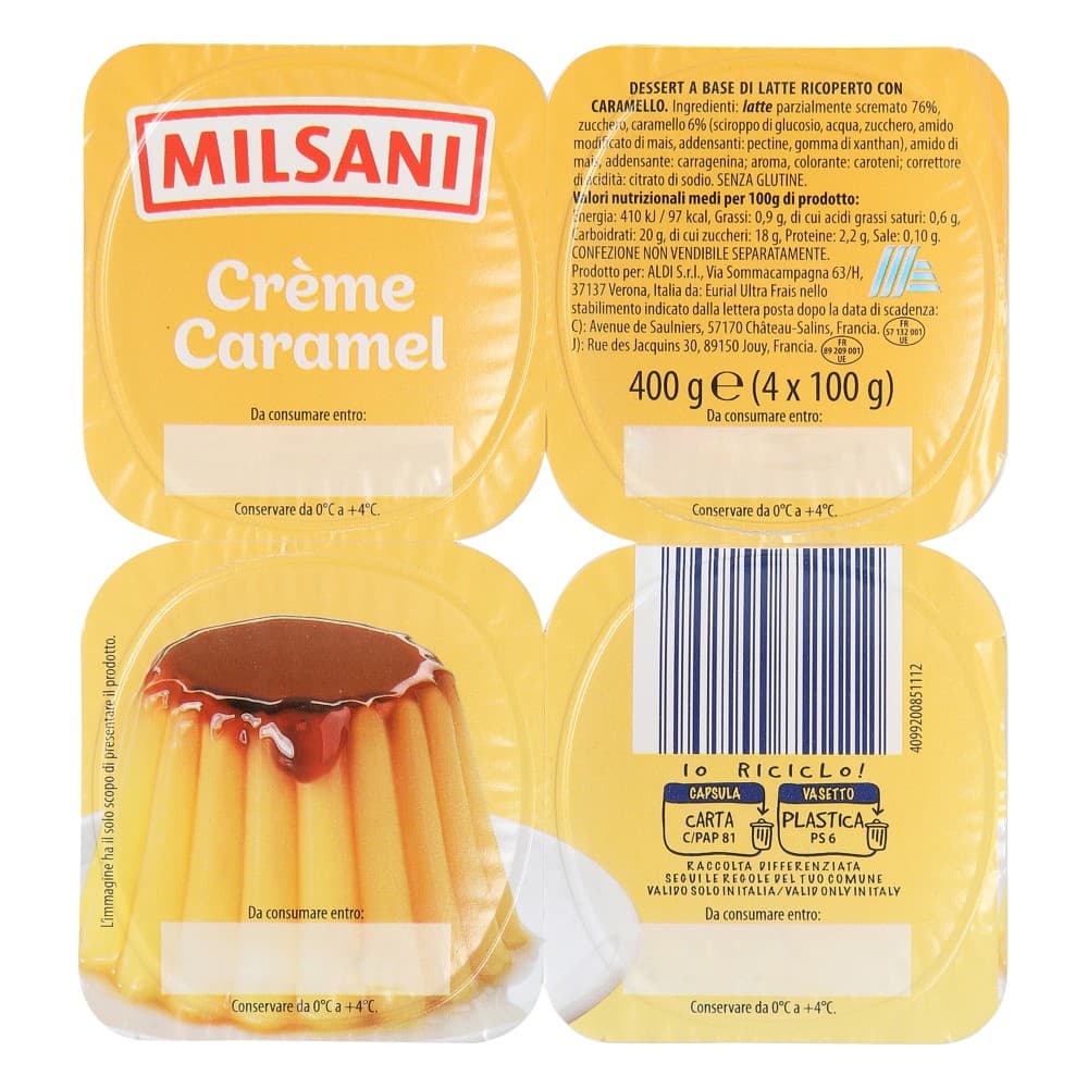 Milsani Crème Caramel, 4 x 100 g – ALDI