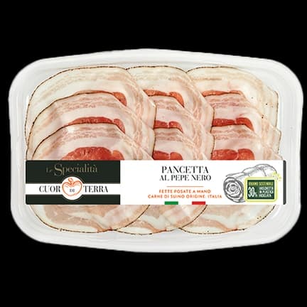 Pancetta nazionale al pepe nero Le Specialità Cuor di Terra fette posate a mano, 100 g – Penny
