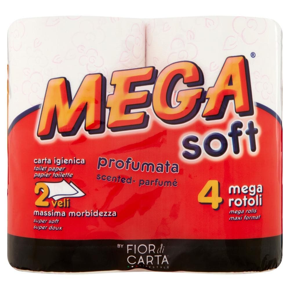 Carta igienica profumata Mega Soft, 4 rotoli, 2 veli, 250 strappi – MD