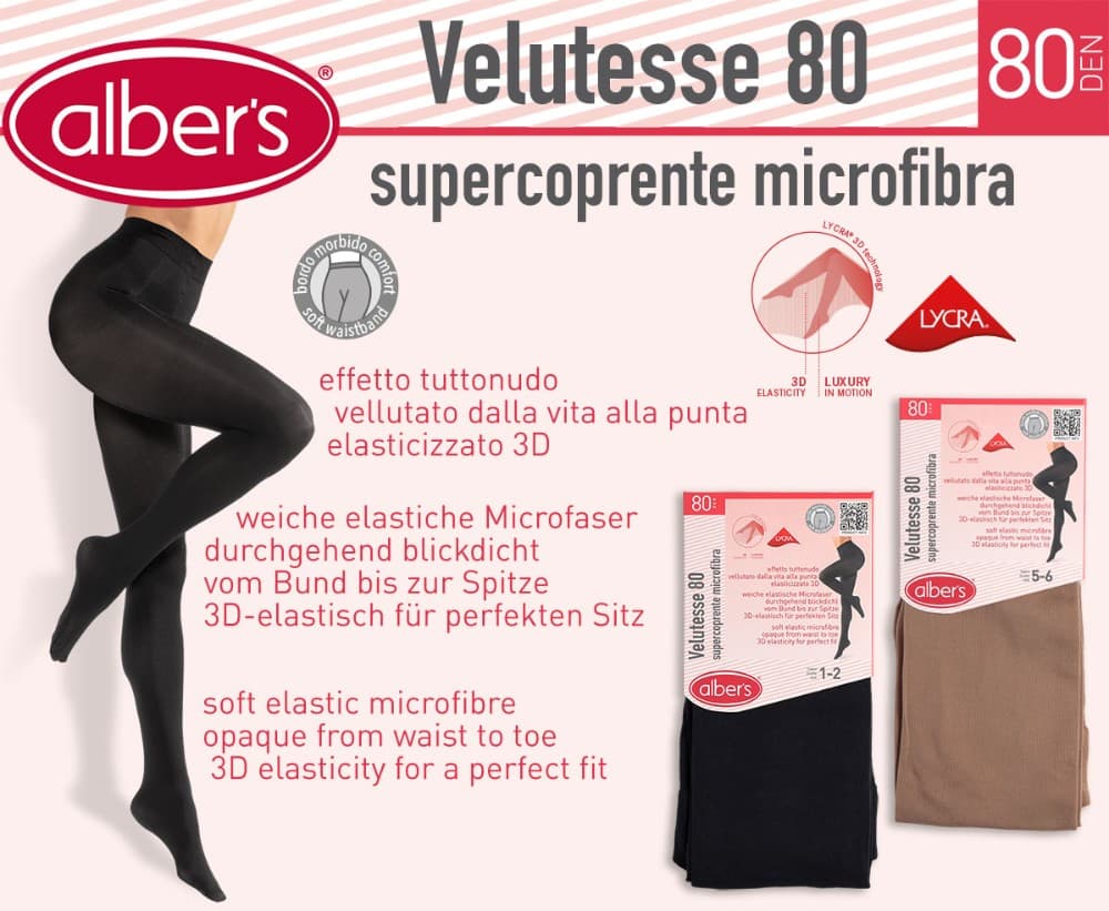 Collant donna Velutesse Supercoprente 80 Den Alber's, 80 Den – Il Gigante