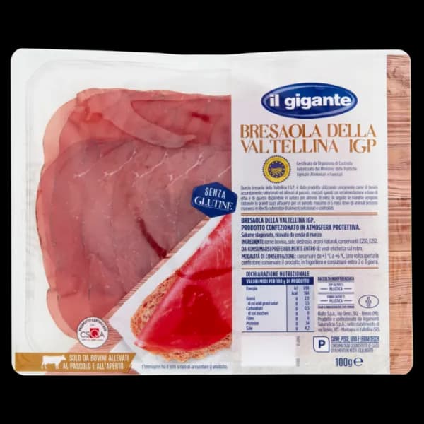 Bresaola della Valtellina IGP, 100 g Il Gigante – Il Gigante