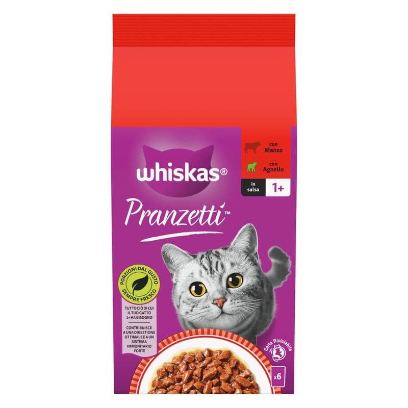 Alimento umido per gatti Whiskas Pranzetti o Superfoods, 50 g x6 – Iper La grande i
