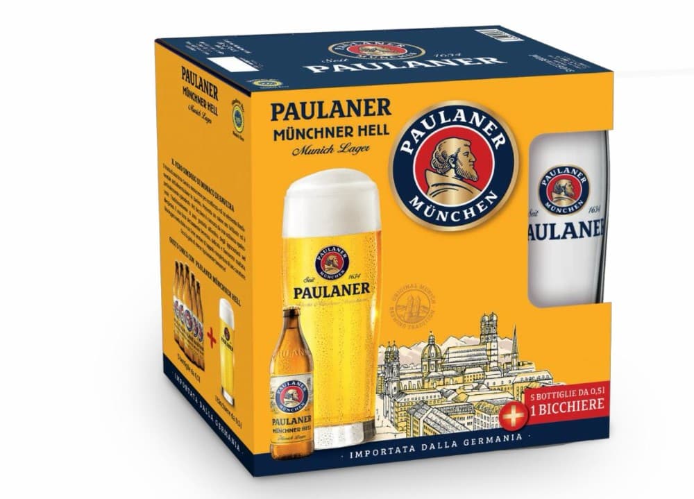 Paulaner birra Hell, 50 cl x5 +1 bicchiere – Iper La grande i