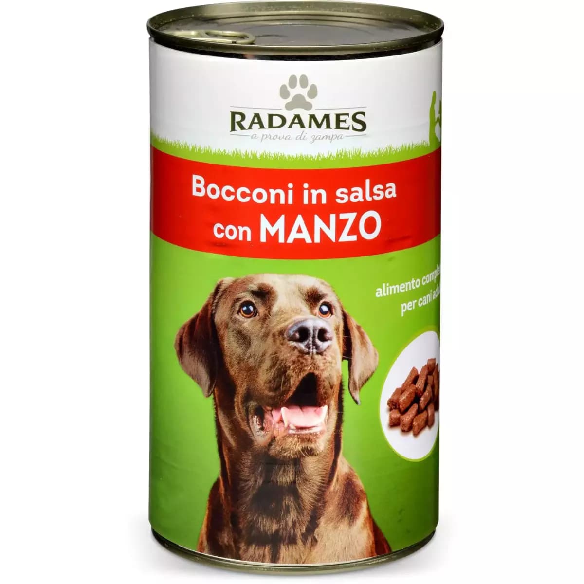 Bocconcini in salsa con manzo per cani adulti, 1,24 kg Radames – Eurospin