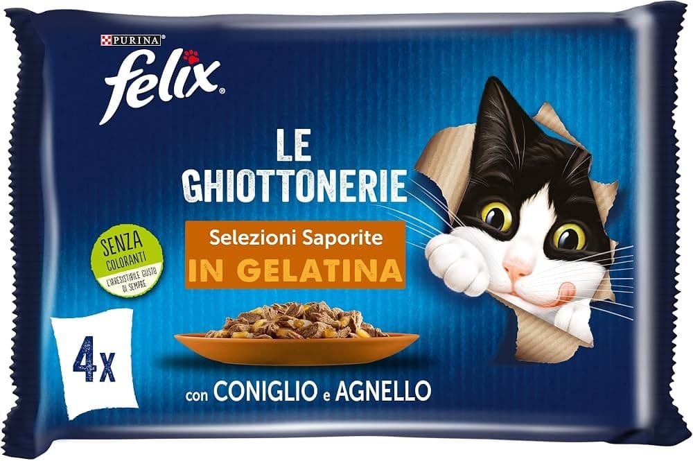 Alimento umido per gatti Felix Le Ghiottonerie, Sensations o Doubly, 85 g x4 Purina – Iper La grande i