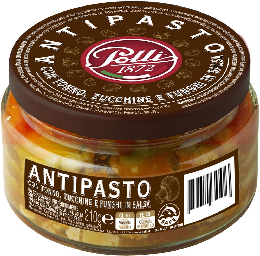 Polli antipasto con tonno, zucchine e funghi in salsa 210 g in offerta da Iper La grande i
