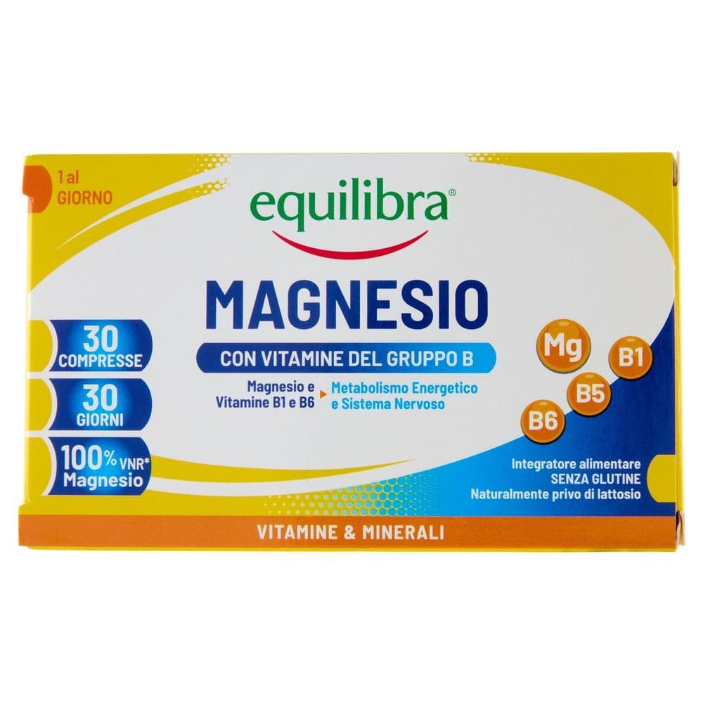 Integratore magnesio vitamine gruppo B Equilibra, conf. da 30 compresse, 39 g – Bennet