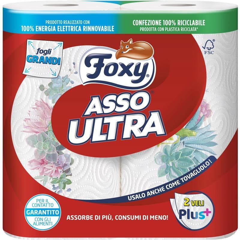 Carta cucina Asso Ultra Foxy 2 rotoli in offerta da Coop