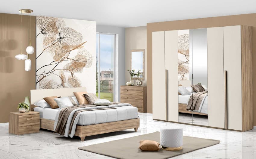 Camera 4 ante Sirio con letto Sky contenitore e piedini – Mondo Convenienza