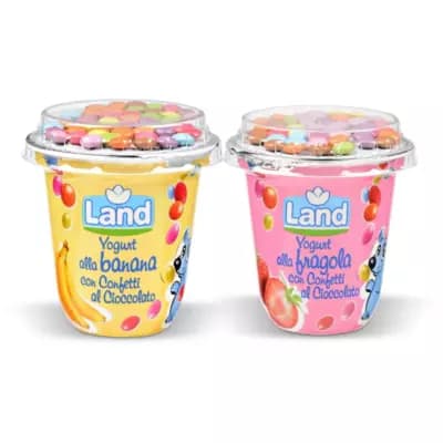 Yogurt alla fragola/banana con confetti al cioccolato 110 g Kids Yogurt in offerta da MD