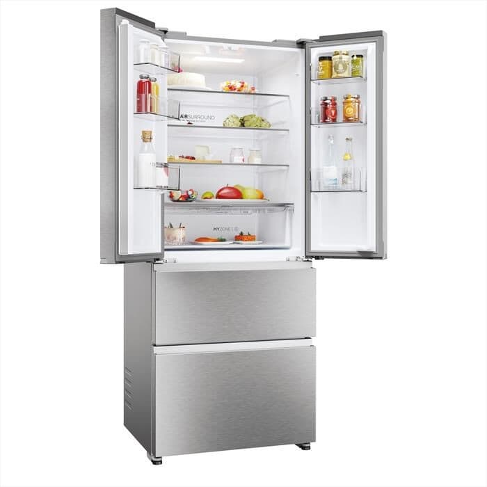 Haier frigorifero 4 porte HFR3718ENMM, 262 lt Frigo, 140 lt Freezer (totale 402 lt); 177,5 x 70 x 68,8 cm (A x L x P) – Euronics
