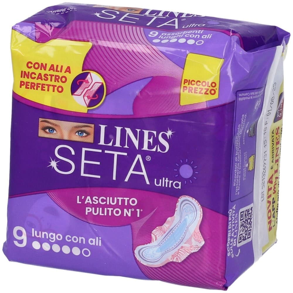 Lines Seta Ultra Assorbenti Ultra con ali, 4x – Bennet