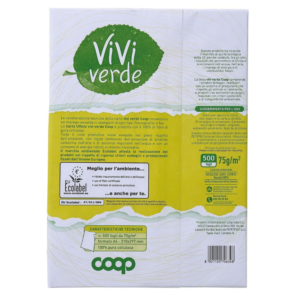 Risma Viviverde Coop 500 fogli 75 grammi in offerta da Coop