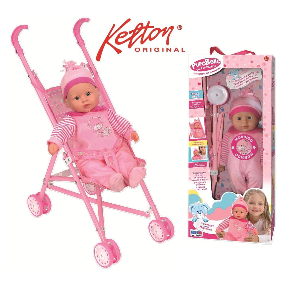 PupoBello Bambola con Passeggino, 40 cm RSToys – Carrefour