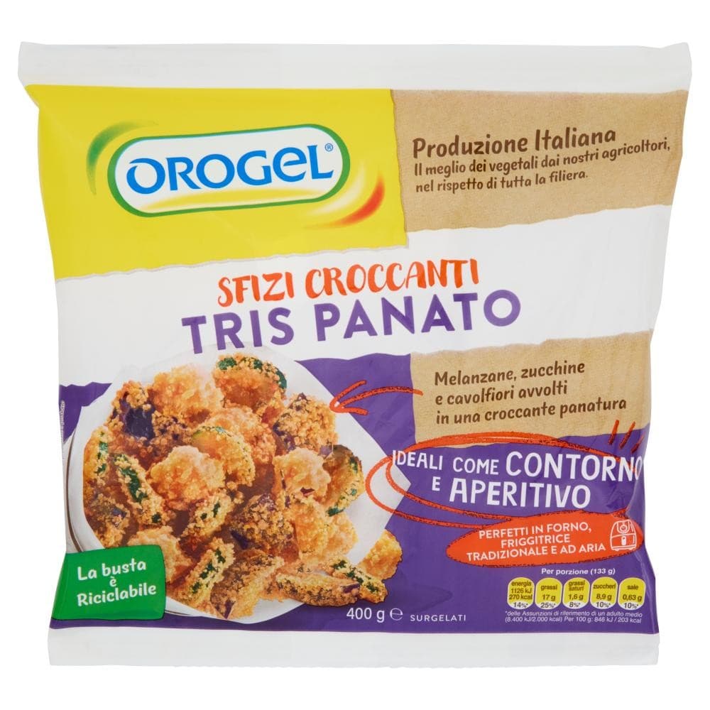 Sfizi croccanti Orogel da 350 g, Esempio: tris panato, 400 g in offerta da Coop