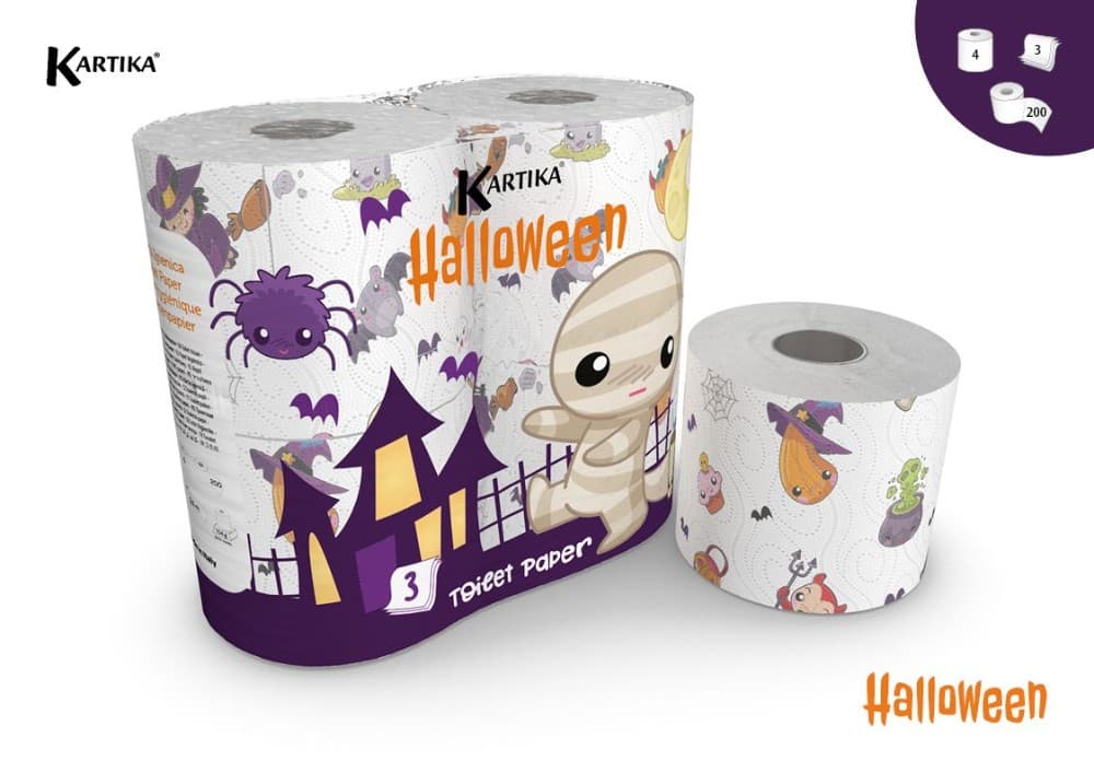 Kartika carta igienica di Halloween, 4 rotoli, 3 veli, 800 strappi – Lidl
