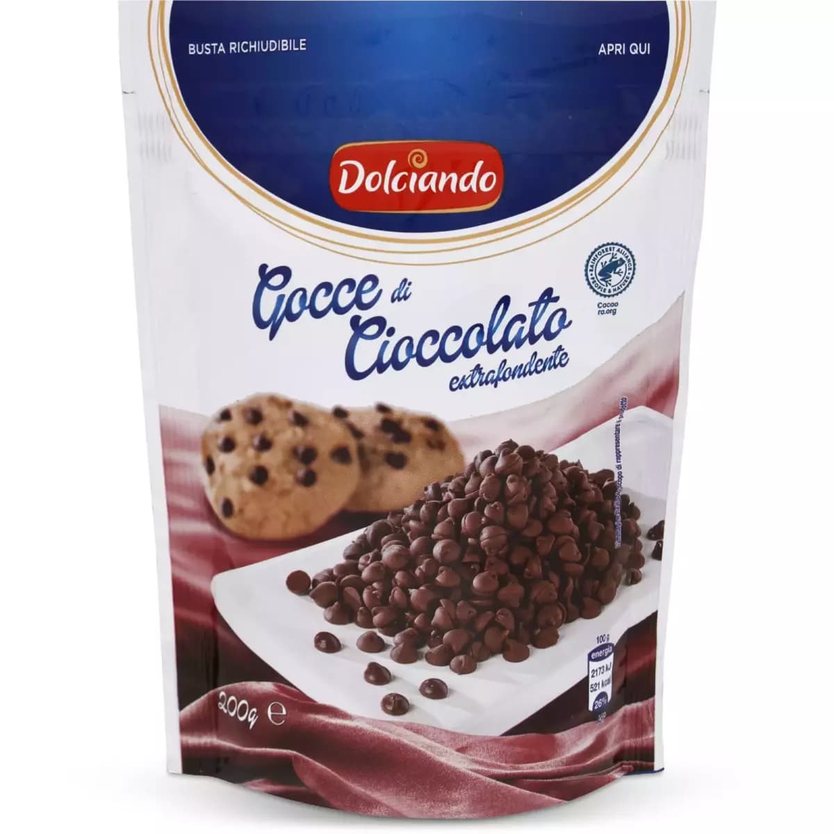 Gocce di cioccolato extrafondente, 200 g Dolciando – Eurospin