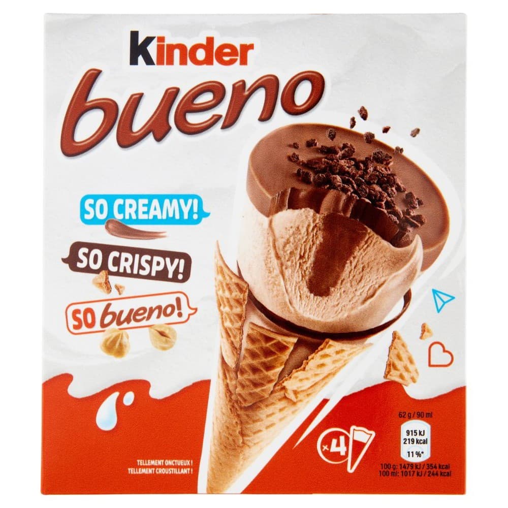 Cono gelato Bueno Kinder conf. da 4, tipi vari, g 248 in offerta da Bennet
