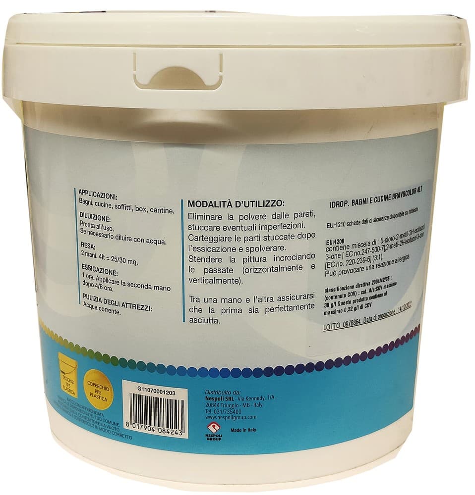 Bravo Colors idropittura a base d'acqua per bagni e cucine, 4 L – Bennet