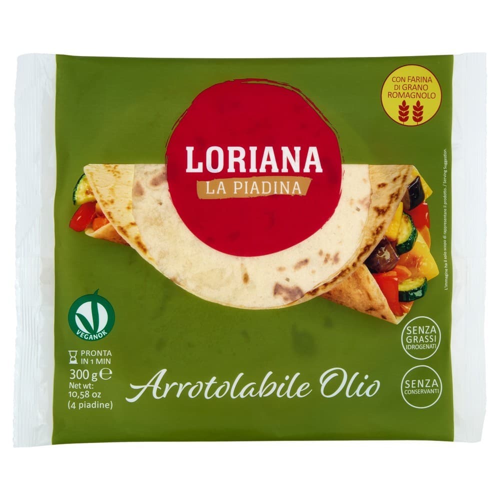 Loriana piadina arrotondabile olio, 4 pezzi, 300 g – Bennet
