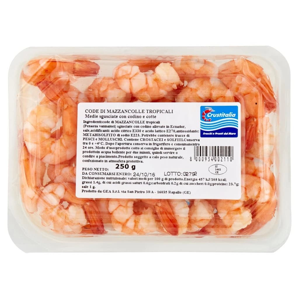 Code di Mazzancolle tropicali sgusciate precotte Crustitalia in offerta da Iper La grande i