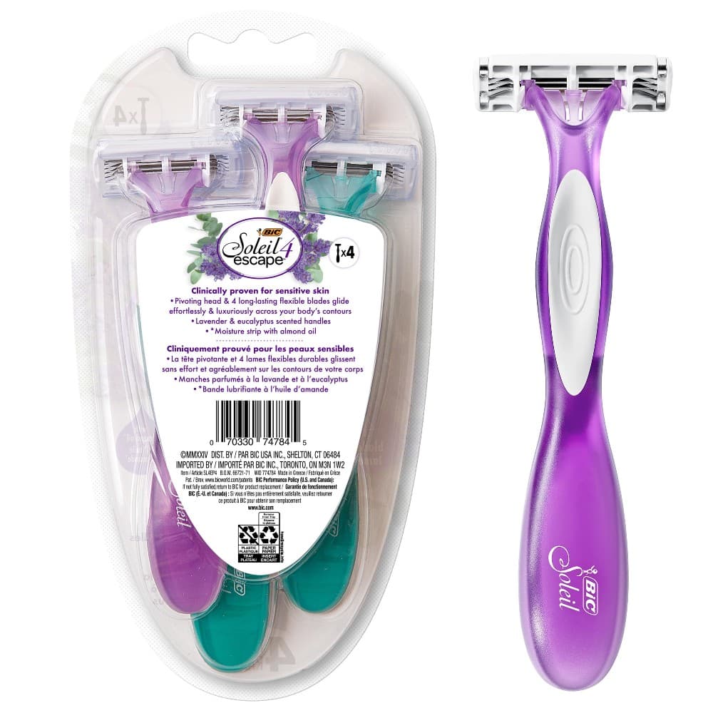 Rasoio donna Soleil Escape Bic, 3 manici + 4 lame – Bennet