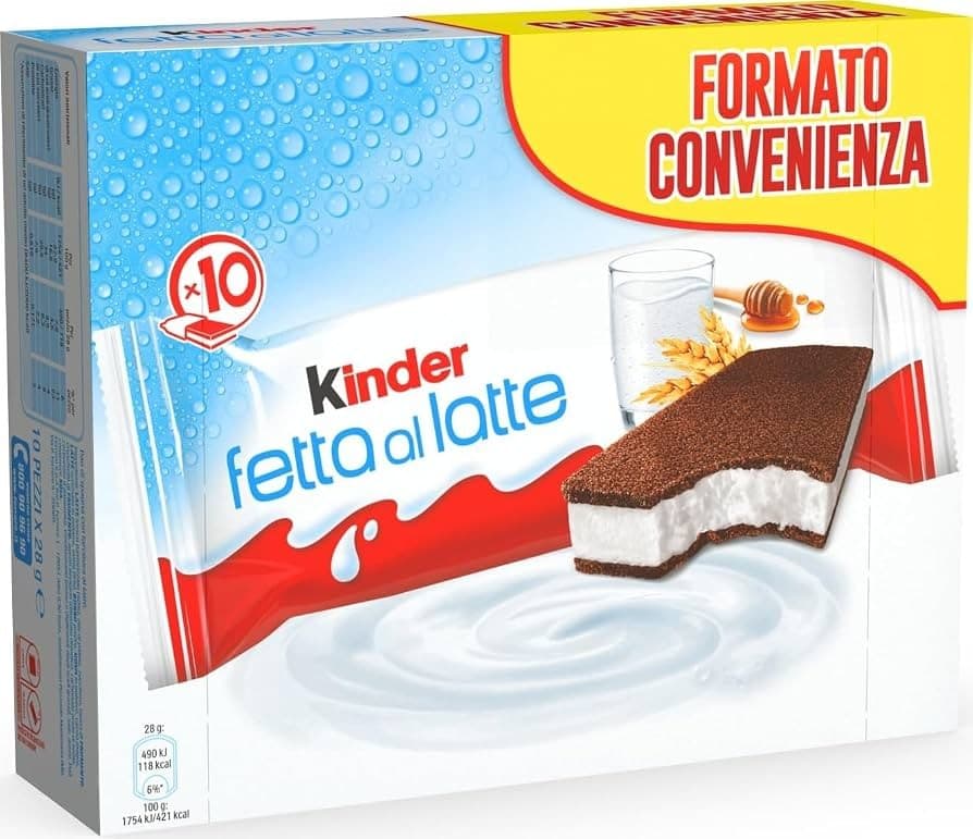 Merenda Fetta al Latte Kinder, 10 pezzi, 280 g – Bennet