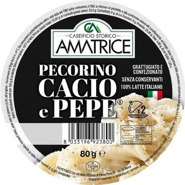 Pecorino di Amatrice, Cacio e pepe o Pecorino Romano DOP grattugiato, 80 g Caseificio Storico Amatrice – Iper La grande i