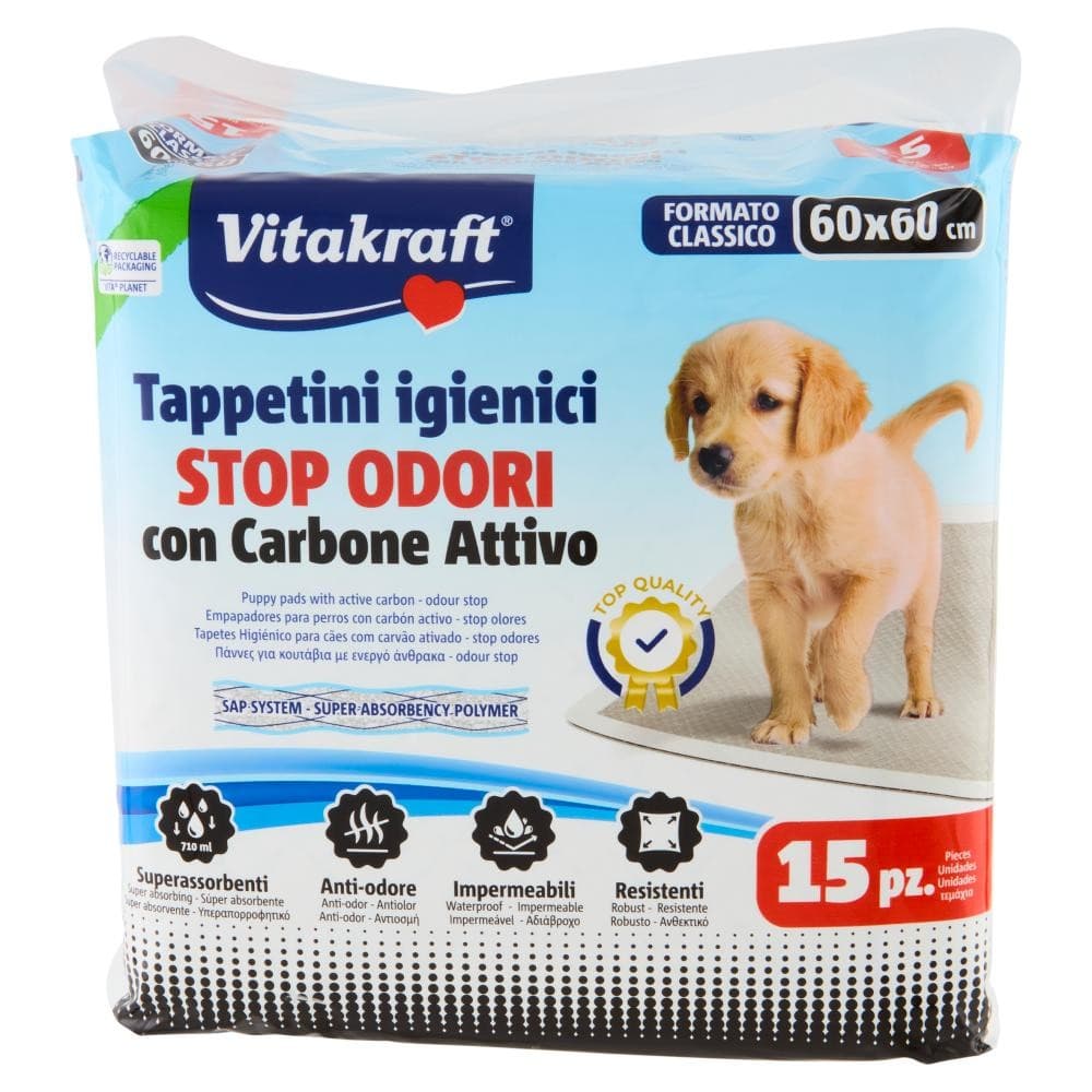 Vitakraft Tappetini Igienici 15 Pezzi, 60X60 cm in offerta da Carrefour