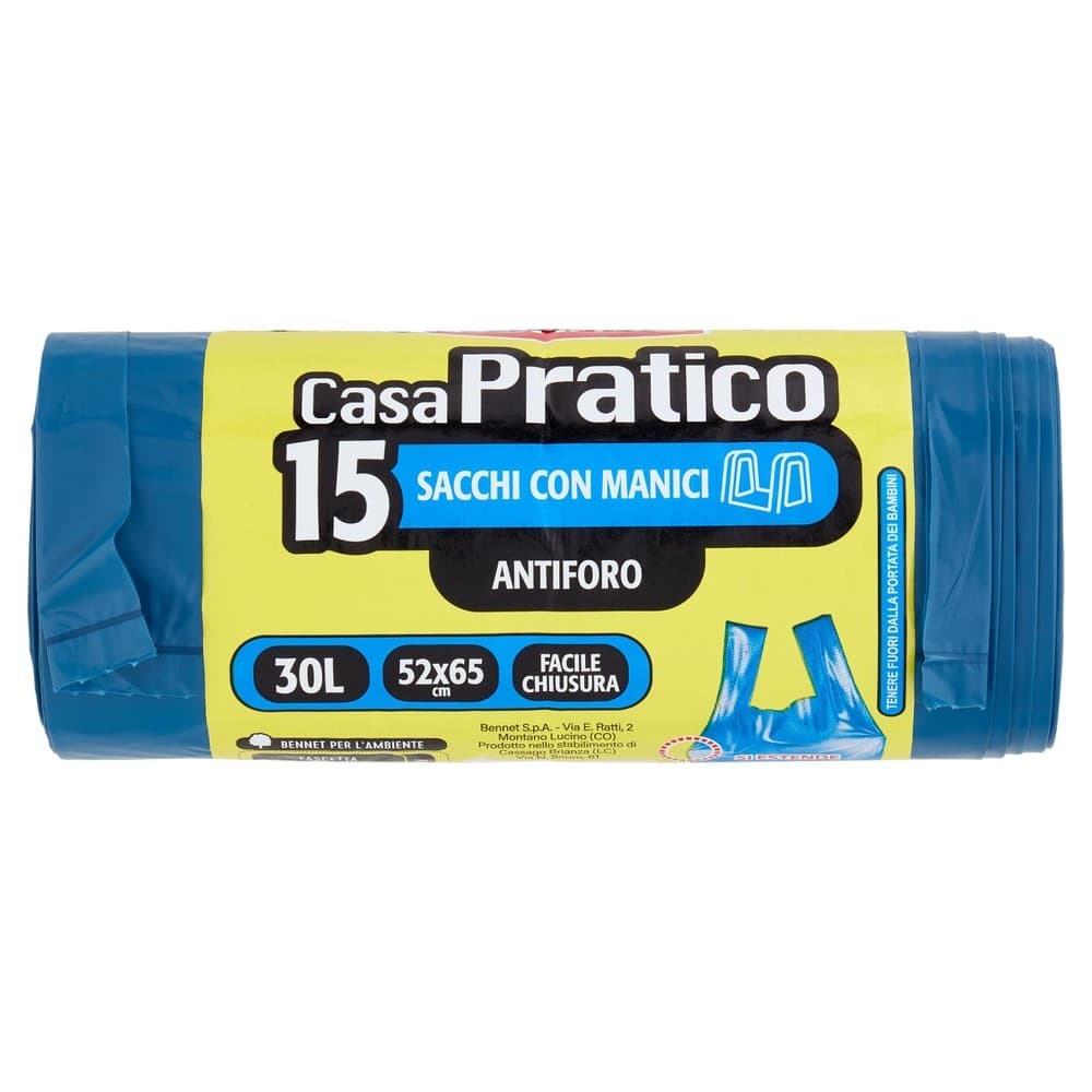 Sacchi con manici antiforo conf. da 15, L 30, cm 52x65 Bennet in offerta da Bennet
