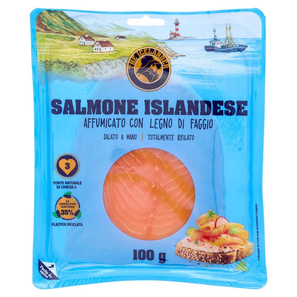 Salmone islandese affumicato con legno di faggio The Icelander, 100 g – Carrefour