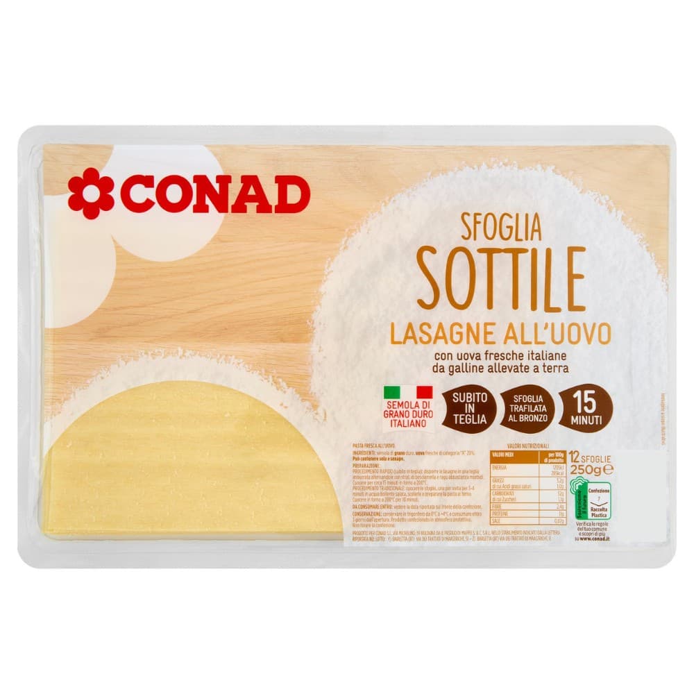 Lasagne Fresche all'Uovo Sfoglia Sottile, 250 g – Carrefour