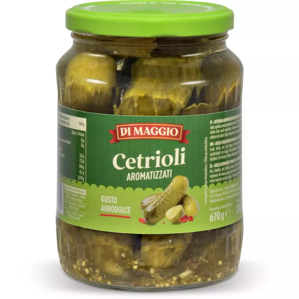 Di Maggio cetrioli aromatizzati, 670 g/sgocc. 370 g – Eurospin