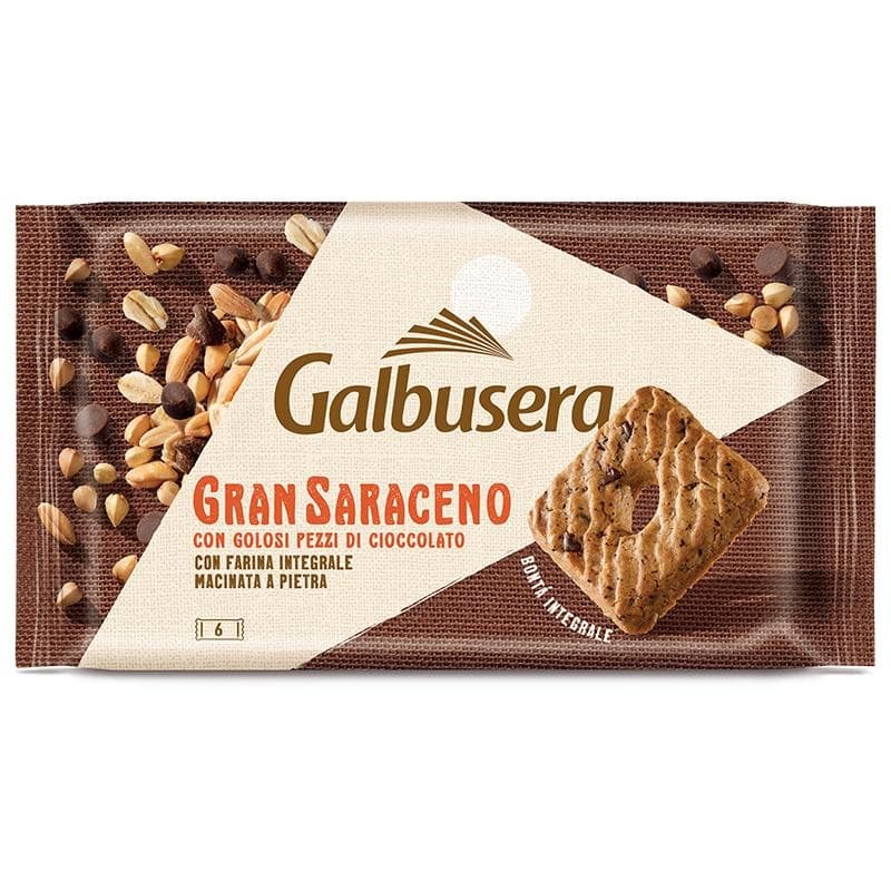 Biscotti con farina integrale e gocce di cioccolato Gran Saraceno Galbusera, 260 g – Bennet