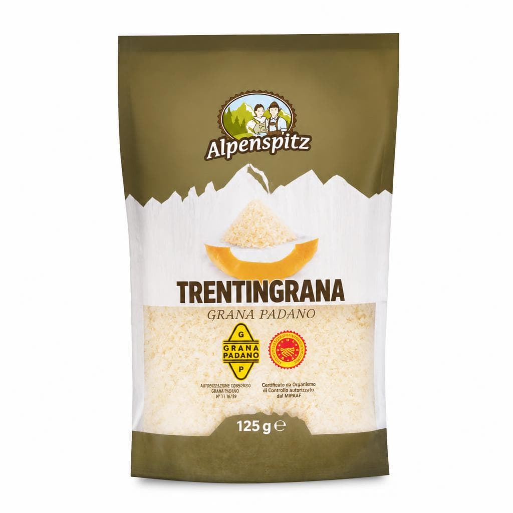 Grana Padano DOP Trentingrana grattugiato, 125 g Alpenspitz – Eurospin