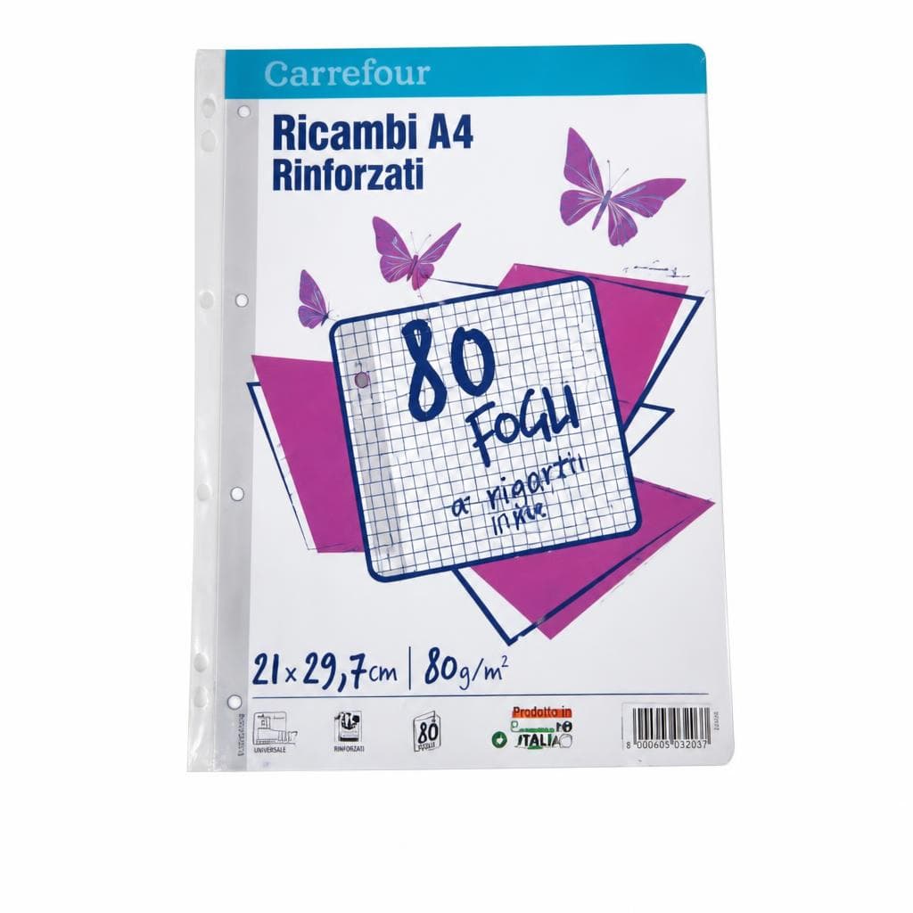 Ricambi Rinforzati A4 80 fogli Carrefour in offerta da Carrefour